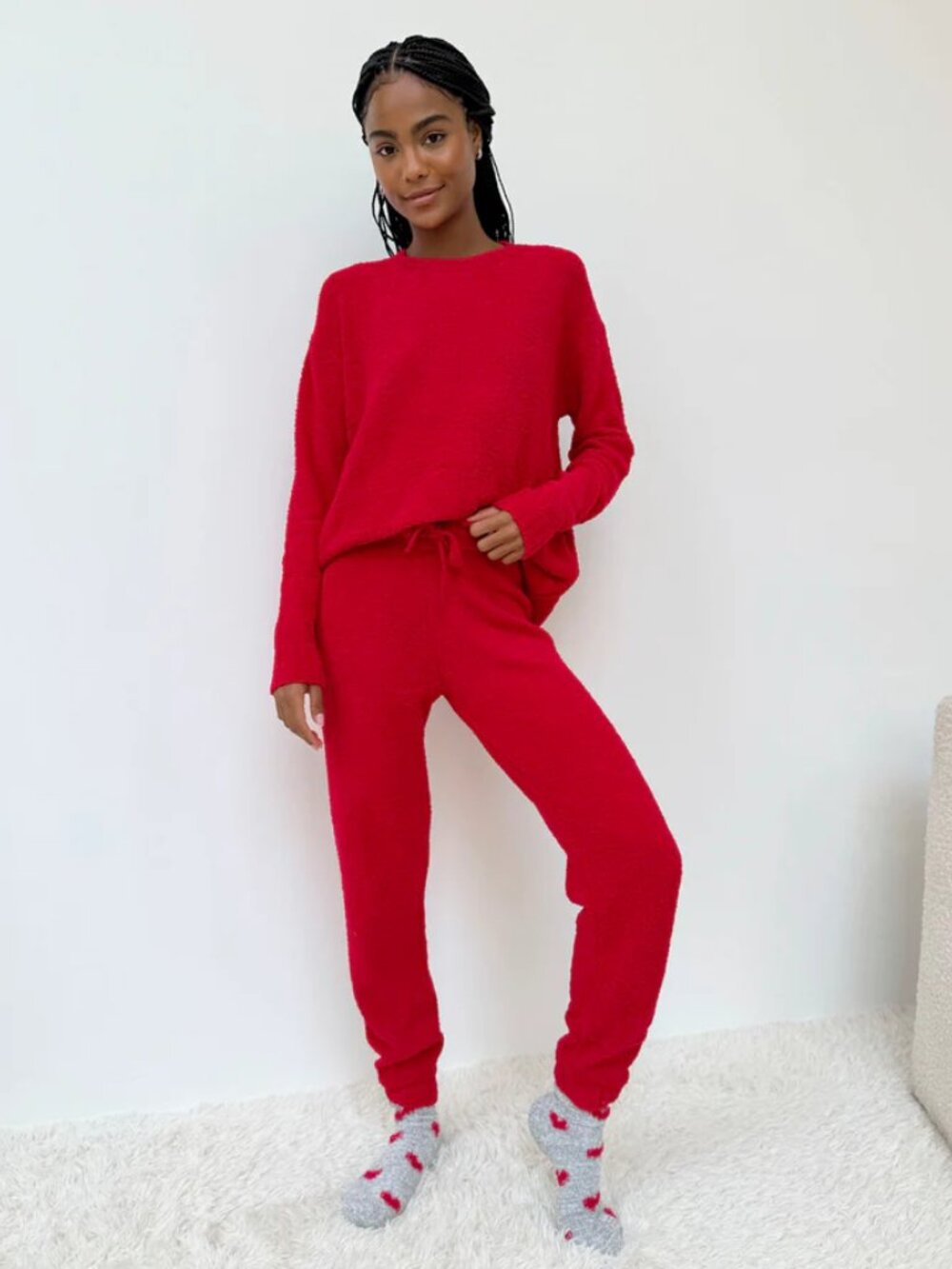Splendid - Red Fuzzy Sweater PJ Set